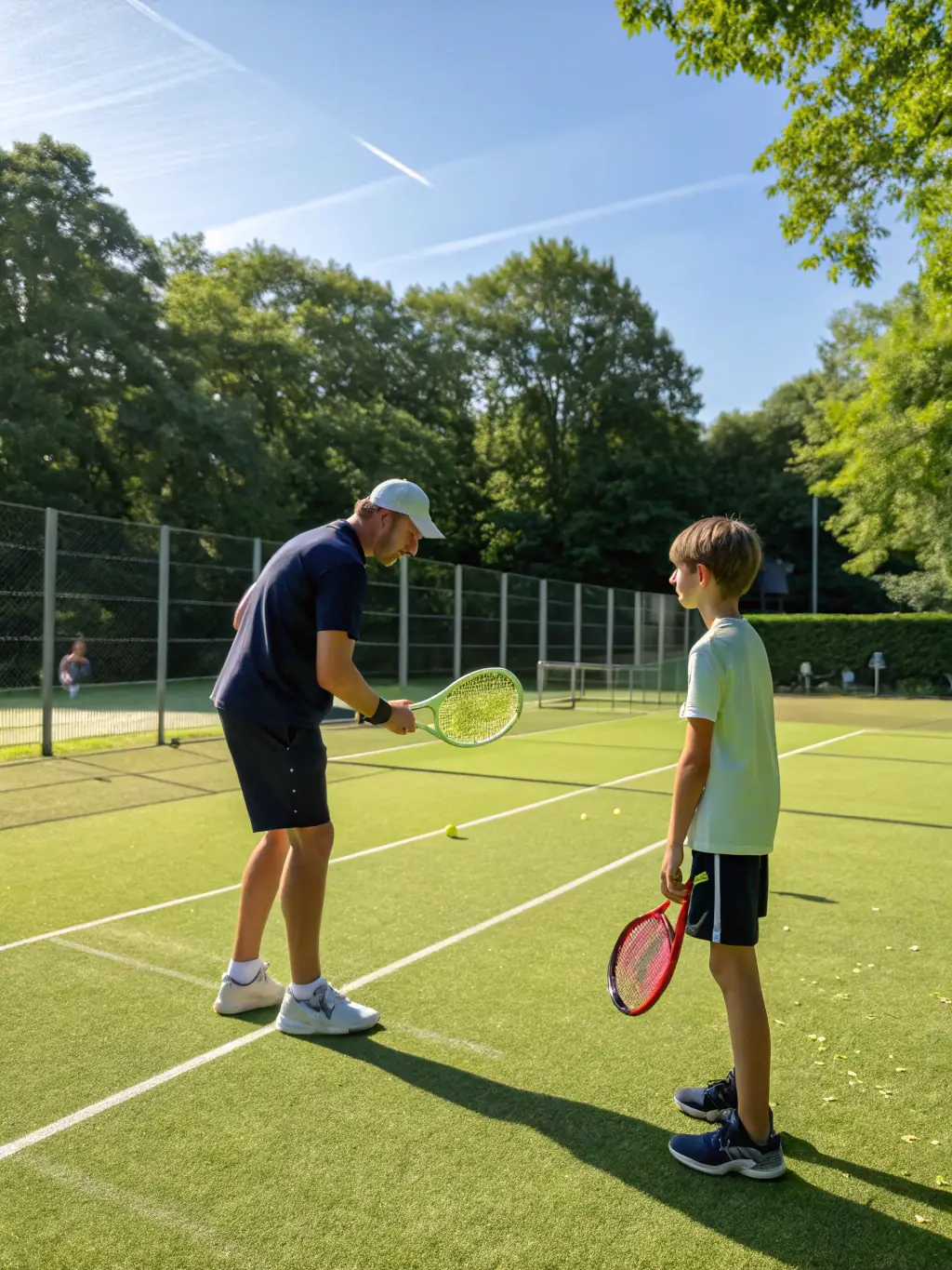 An image of a coach providing personalized instruction to a player during a private lesson, showcasing the TCH's dedication to individual skill development.
